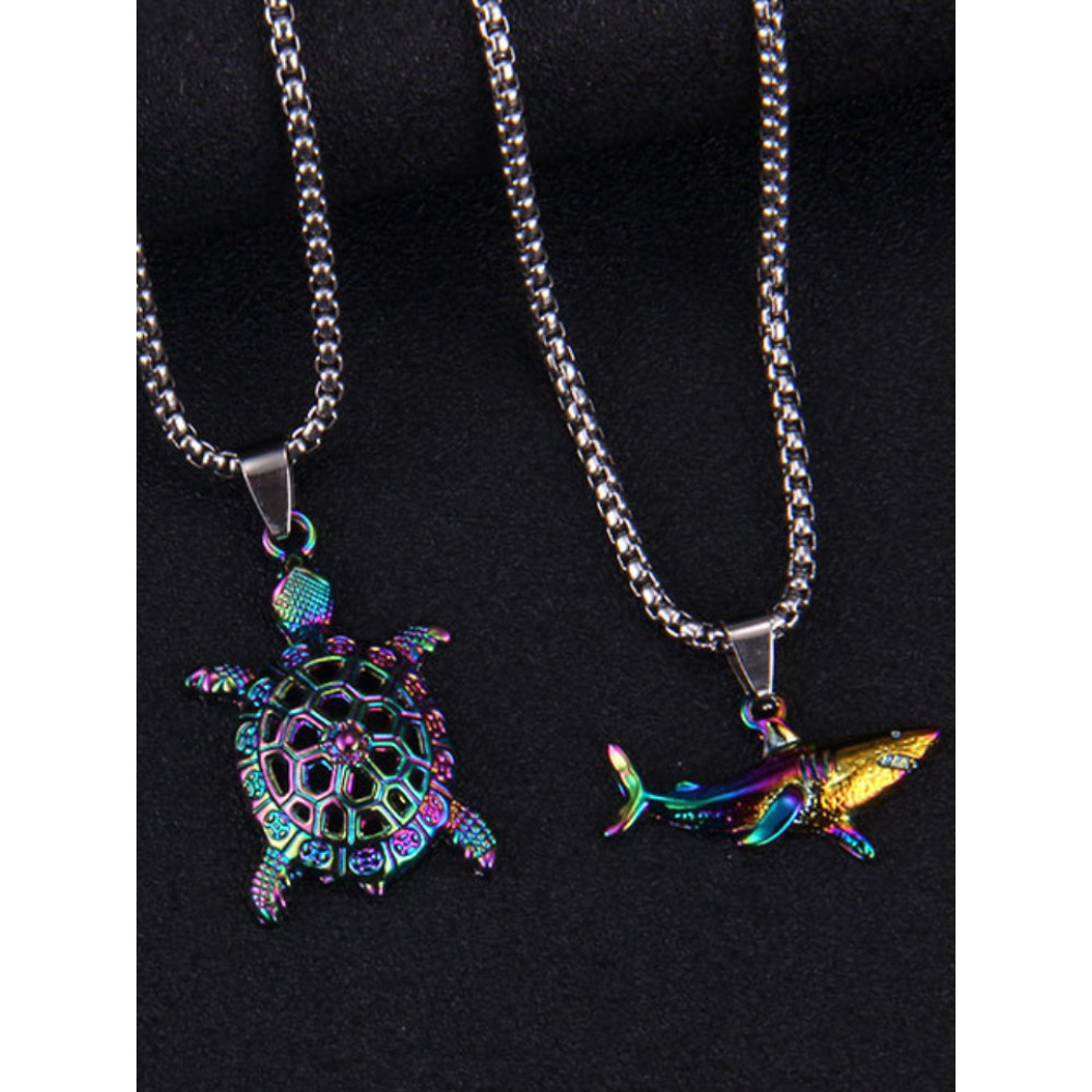 Ocean Inspired Turtle Shark Fishtail Pendant Necklace
