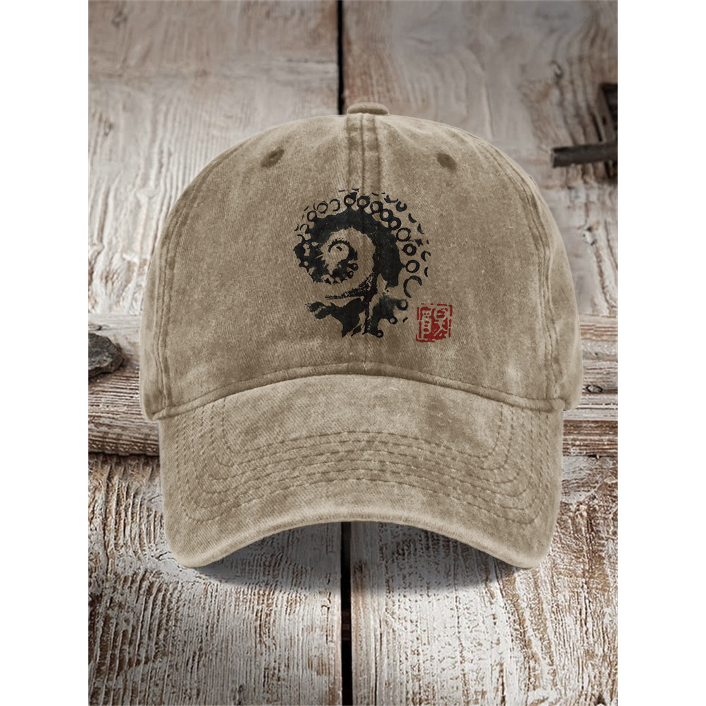 Octopus Tentacle Japanese Art Washed Cap
