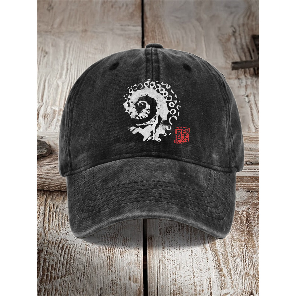 Octopus Tentacle Japanese Art Washed Cap
