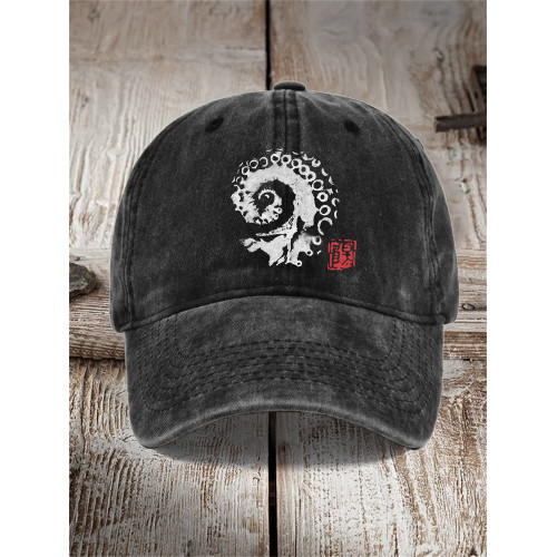 Octopus Tentacle Japanese Art Washed Cap