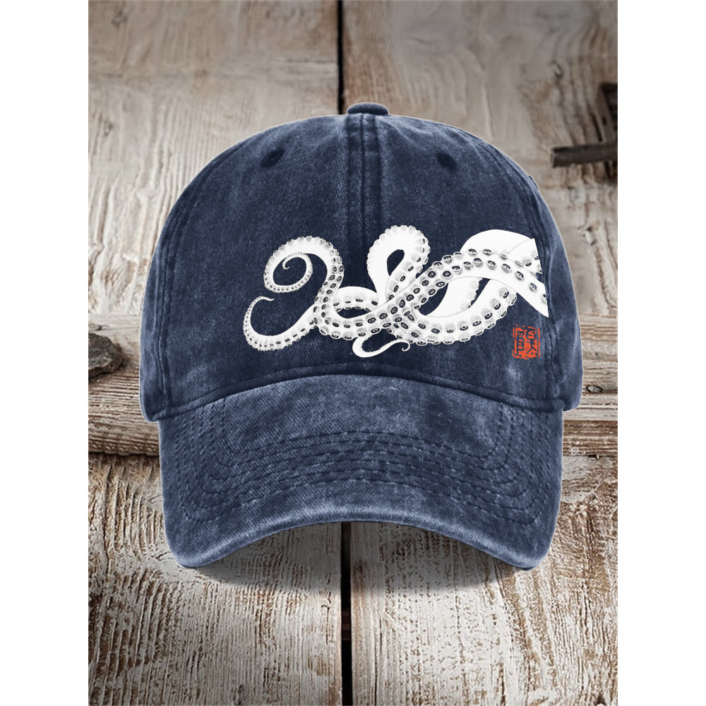 Octopus Tentacles Japanese Art Washed Cap
