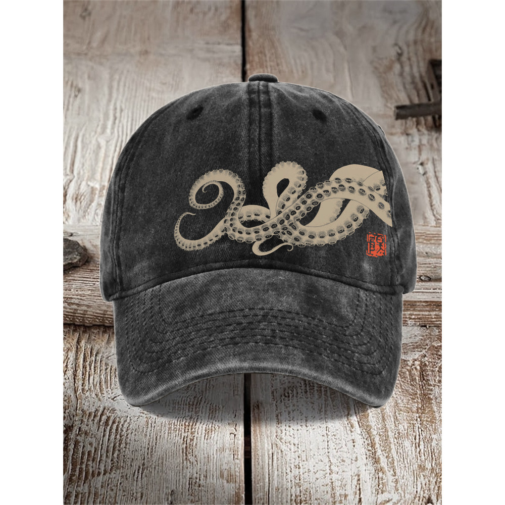 Octopus Tentacles Japanese Art Washed Cap