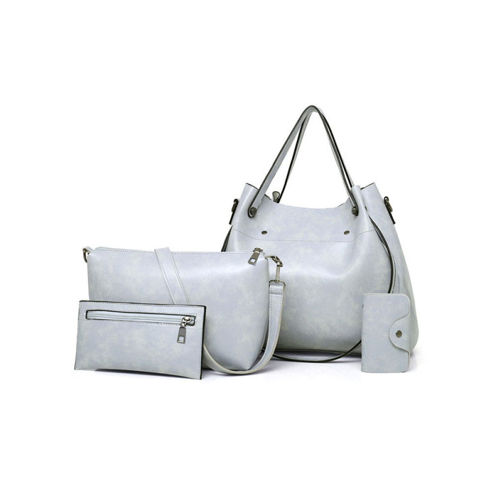 Oil Wax Leather Mother Bag Large Capacity Shoulder Bag Handbag Clutch Card Holder Set Of 4