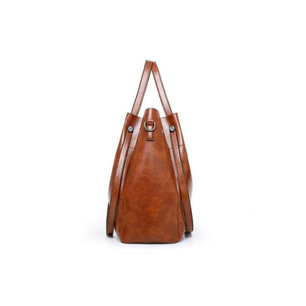 Oil Wax Leather Mother Bag Large Capacity Shoulder Bag Handbag Clutch Card Holder Set Of 4