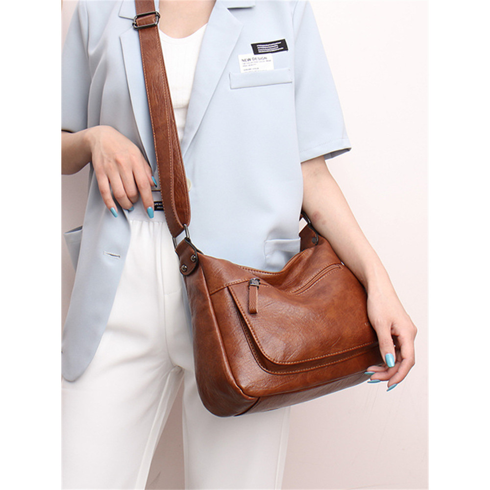 Patch Pocket Soft Leather Utility Crossbody Bag