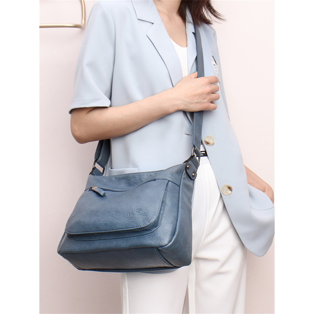 Patch Pocket Soft Leather Utility Crossbody Bag