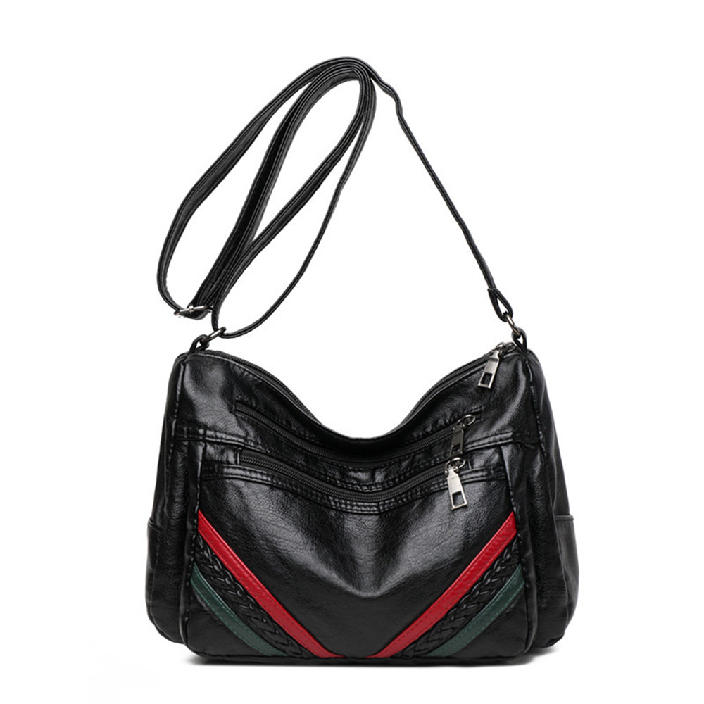 Patch Stripe Braid Details Utility Crossbody Bag