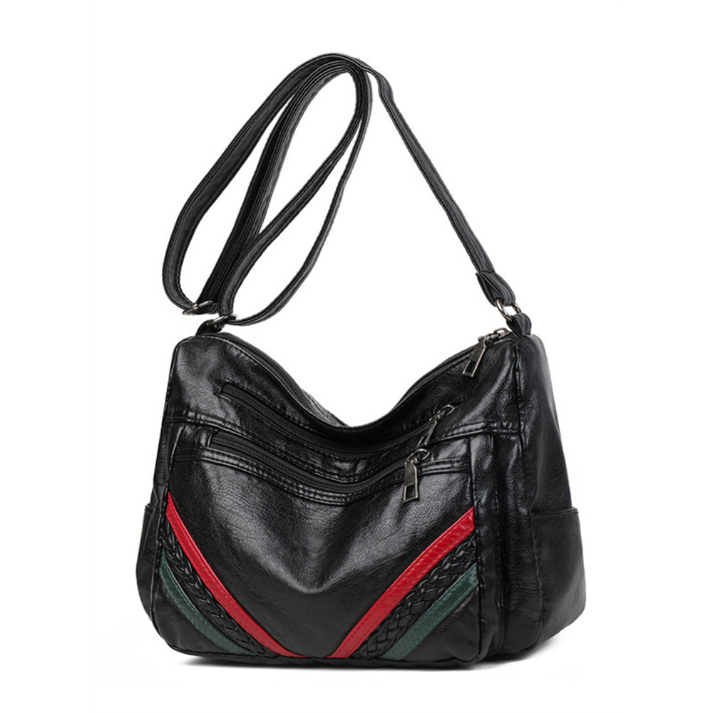 Patch Stripe Braid Details Utility Crossbody Bag