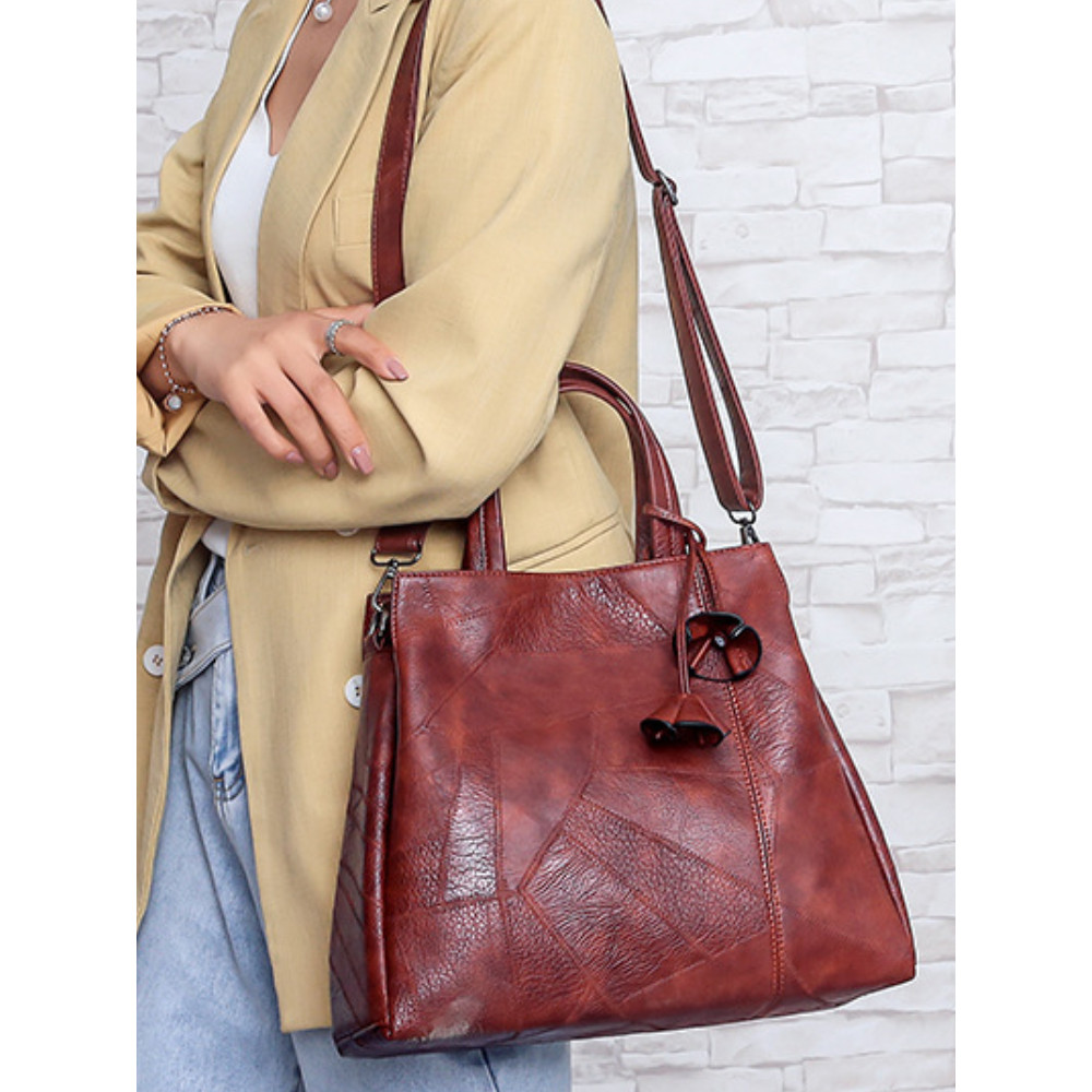 Patchwork Leather Flowers Pendant Bag