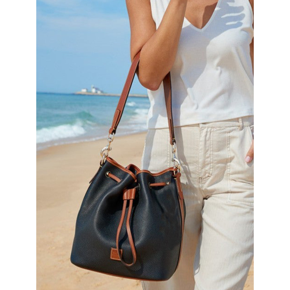 Pebbled Drawstring Bucket Bag