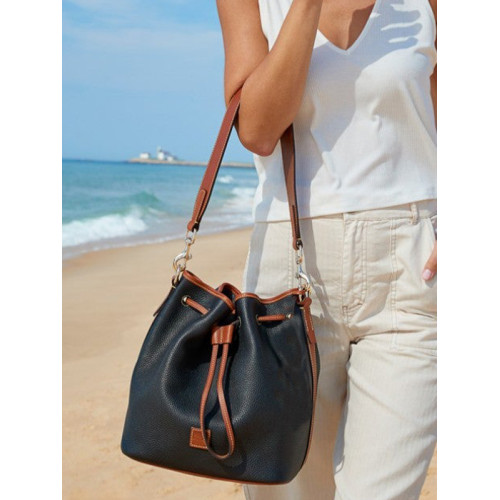 Pebbled Drawstring Bucket Bag