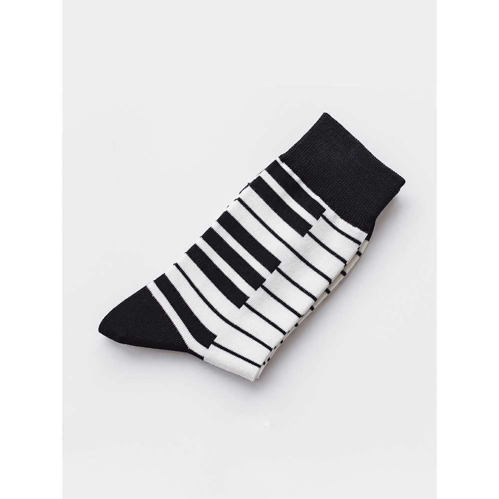 Piano Key Striped Midi Socks
