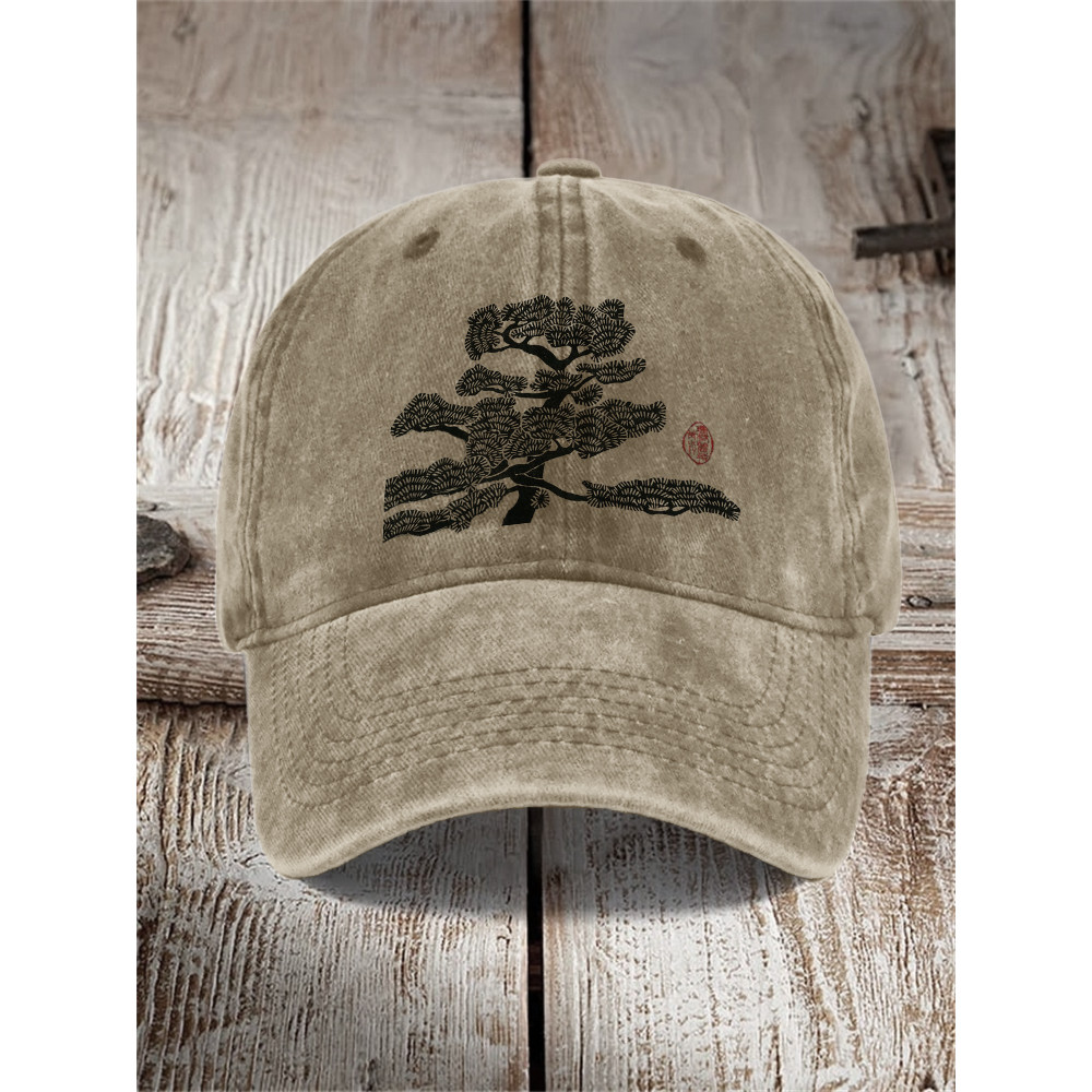 Pine Tree Japanese Lino Art Cap