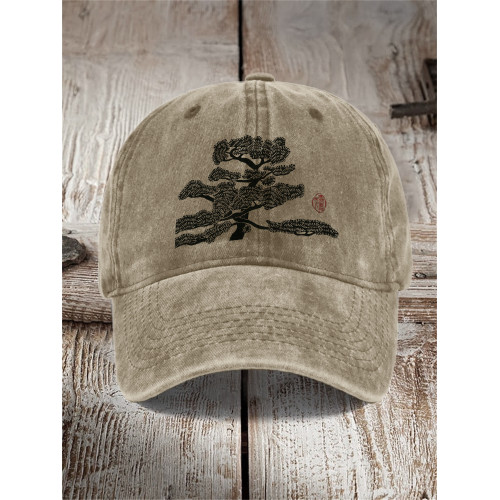Pine Tree Japanese Lino Art Cap