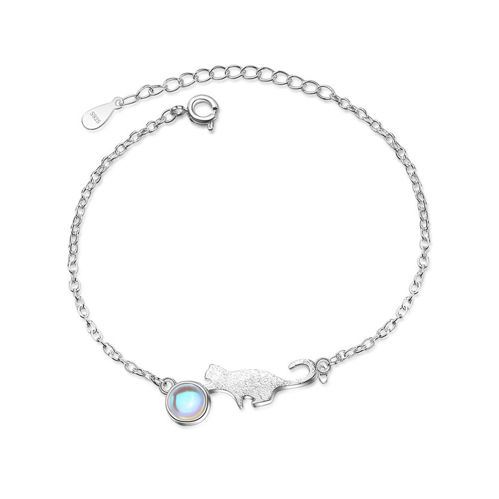 Playing Cat Moonstone Studded Bracelet