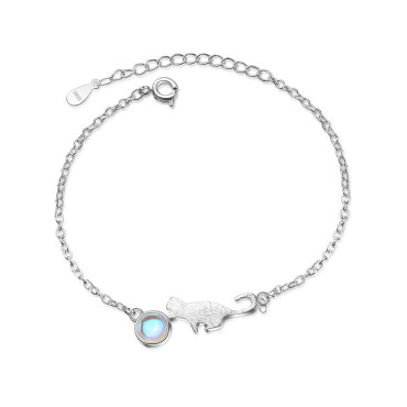 Playing Cat Moonstone Studded Bracelet