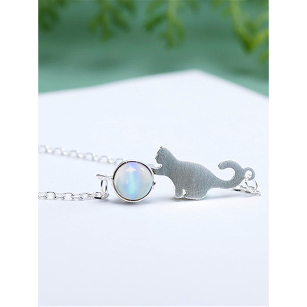 Playing Cat Moonstone Studded Bracelet
