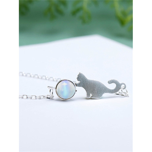 Playing Cat Moonstone Studded Bracelet