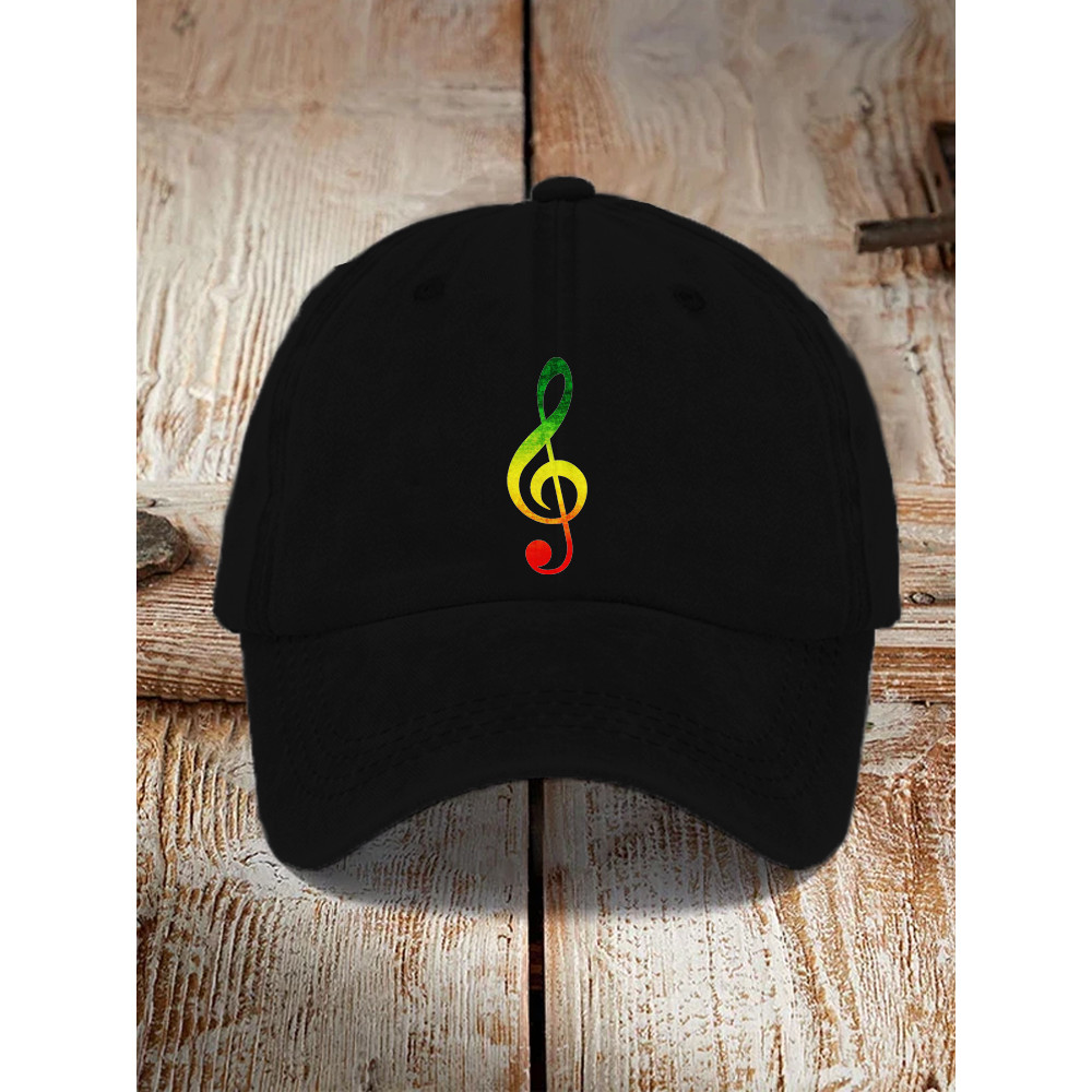 Reggae Rasta Gradient Treble Clef Print Cap