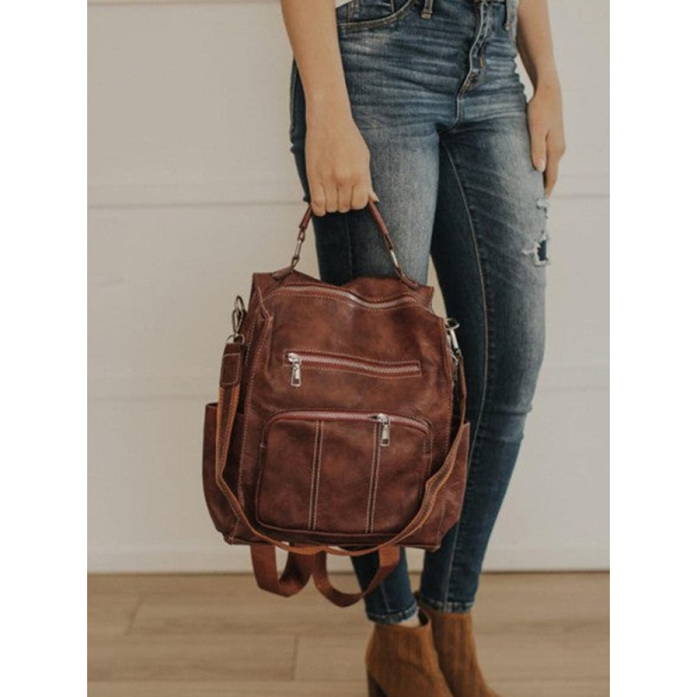Retro Backpack Purse With Shoulder Strap