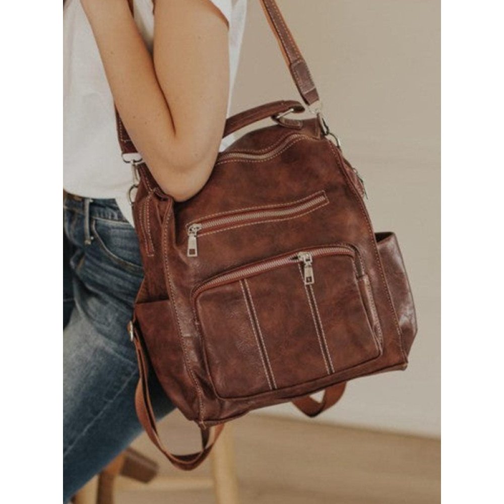 Retro Backpack Purse With Shoulder Strap