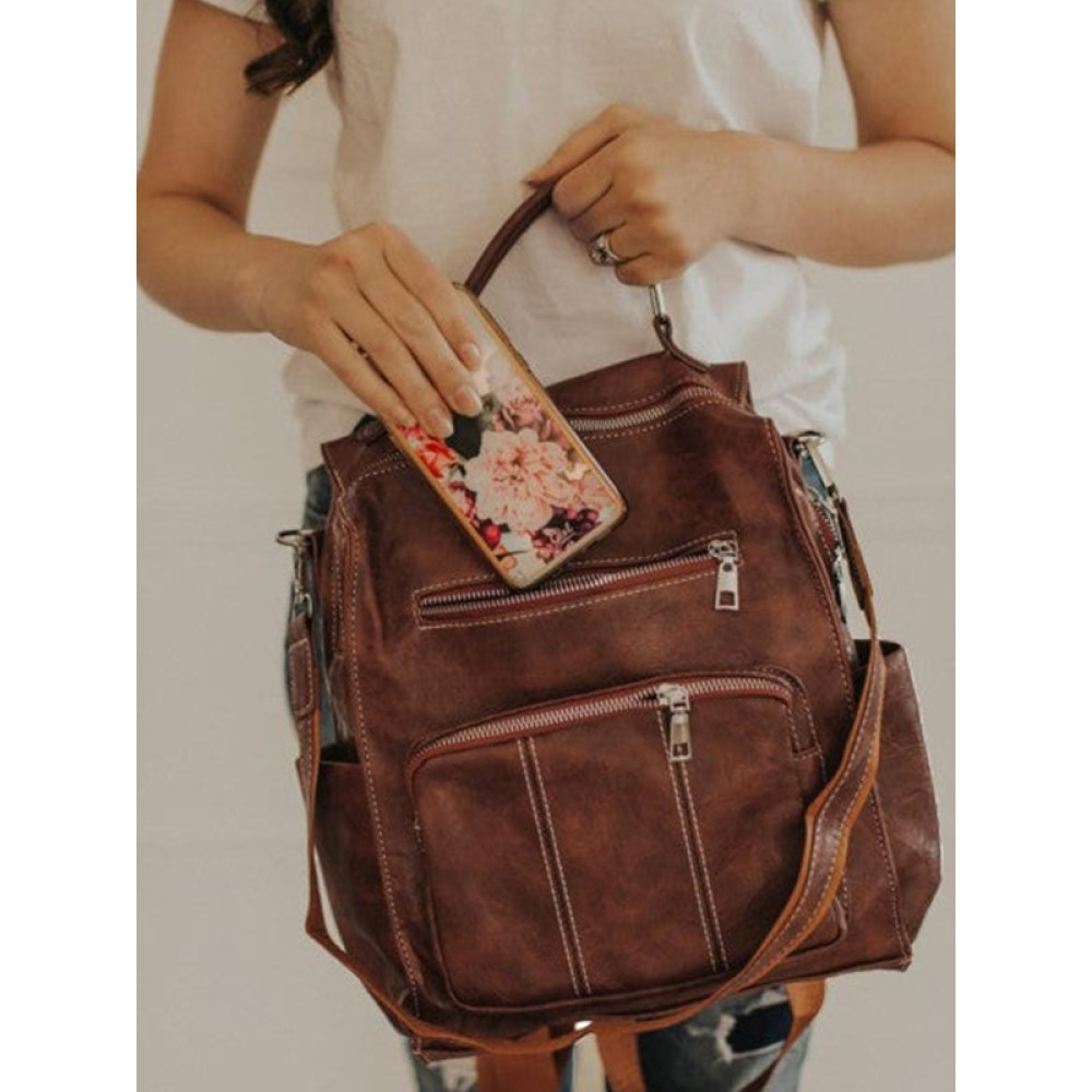 Retro Backpack Purse With Shoulder Strap