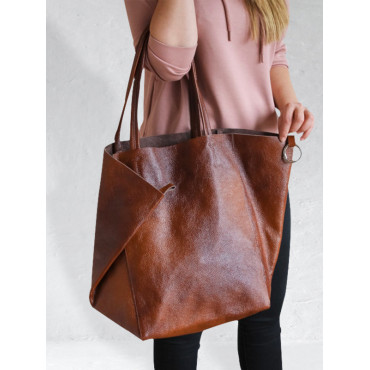 Ring Buckle Soft Leather Tote Bag