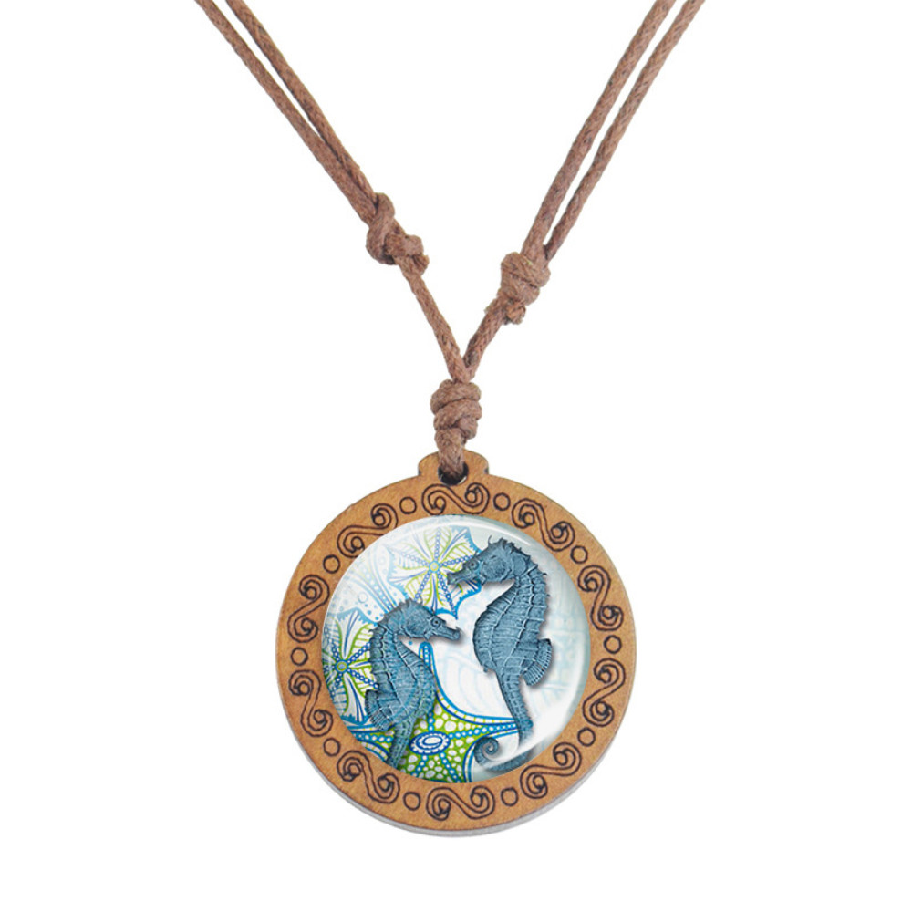 Sea Life Inspired Wax Leather Rope Necklace