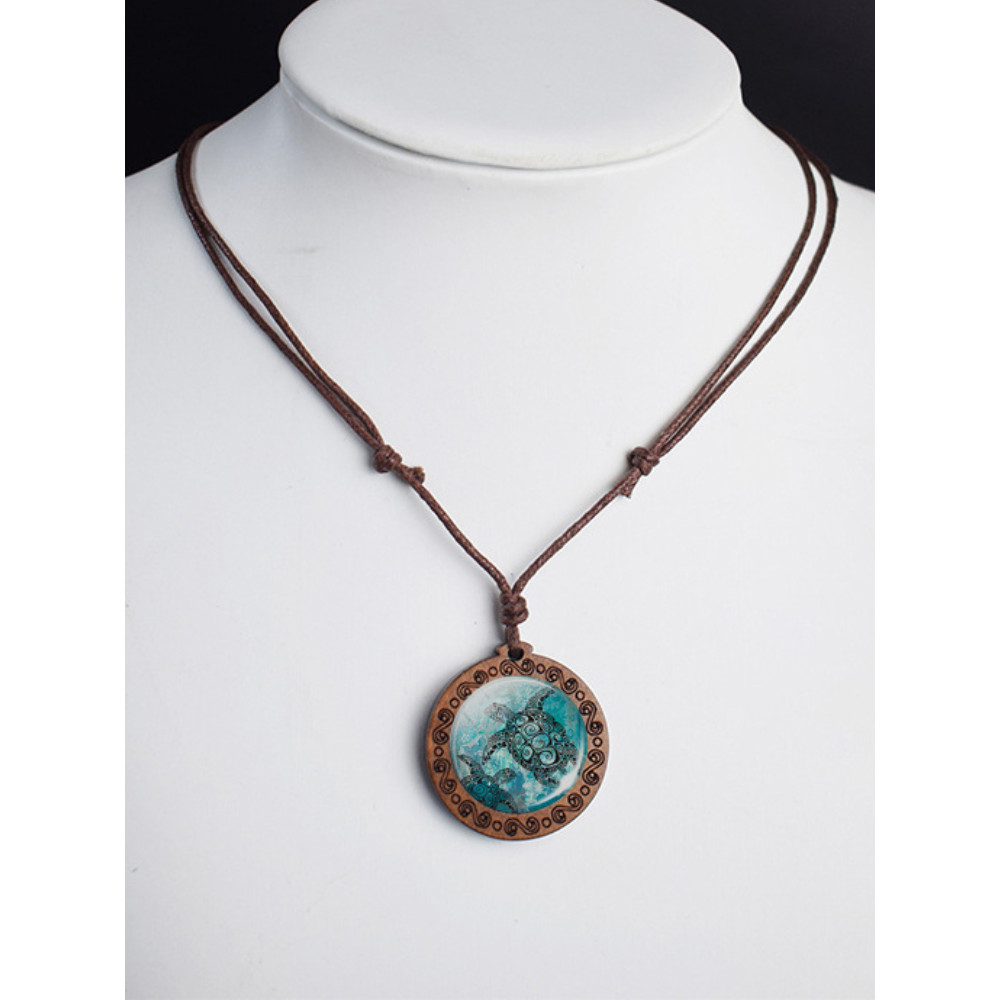 Sea Life Inspired Wooden Pendant Necklace