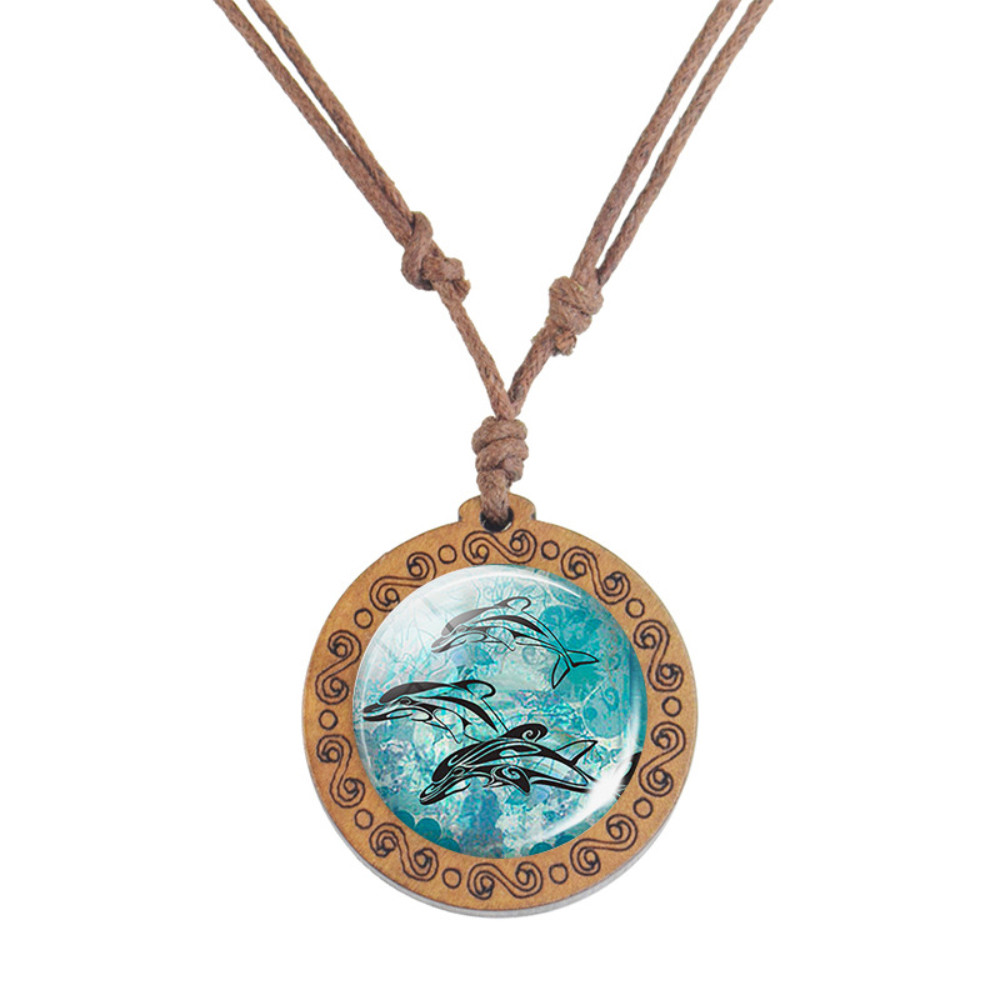 Sea Life Inspired Wooden Pendant Necklace