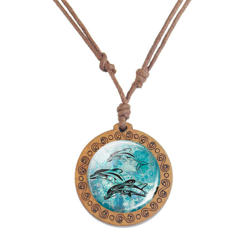 Sea Life Inspired Wooden Pendant Necklace