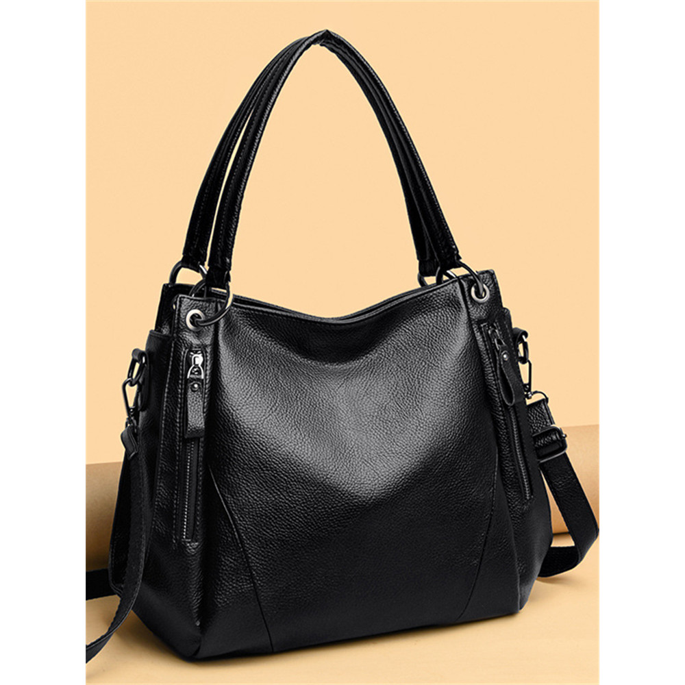 Side Zippers Utility Soft Leather Bag
