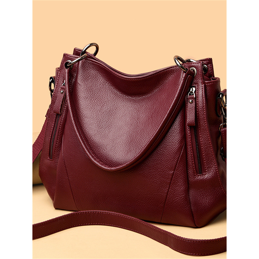 Side Zippers Utility Soft Leather Bag