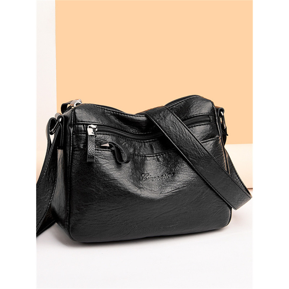 Simple Soft Leather Utility Crossbody Bag