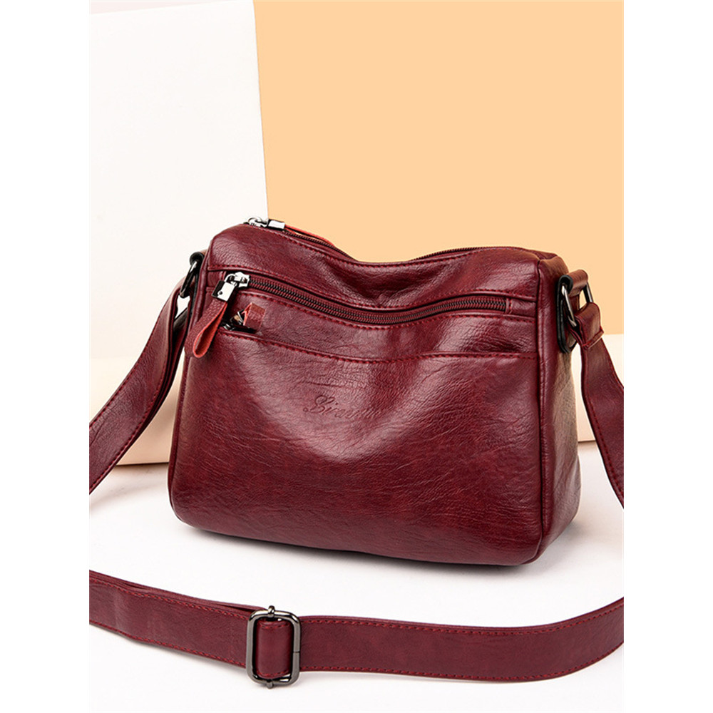 Simple Soft Leather Utility Crossbody Bag