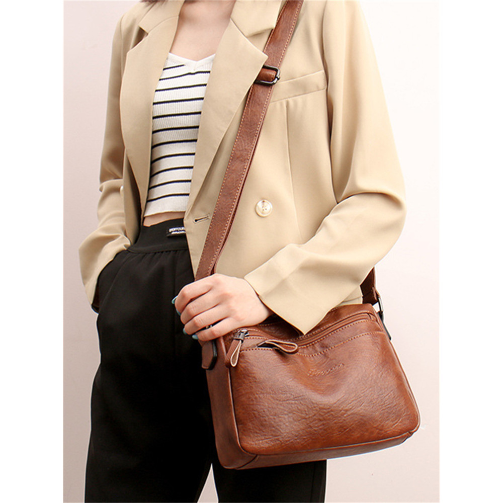 Simple Soft Leather Utility Crossbody Bag