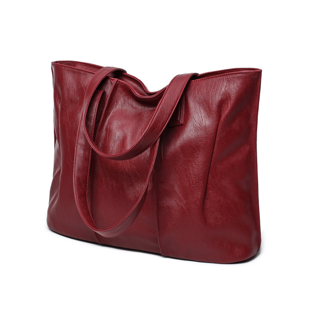 Simple Soft Leather Utility Tote Bag