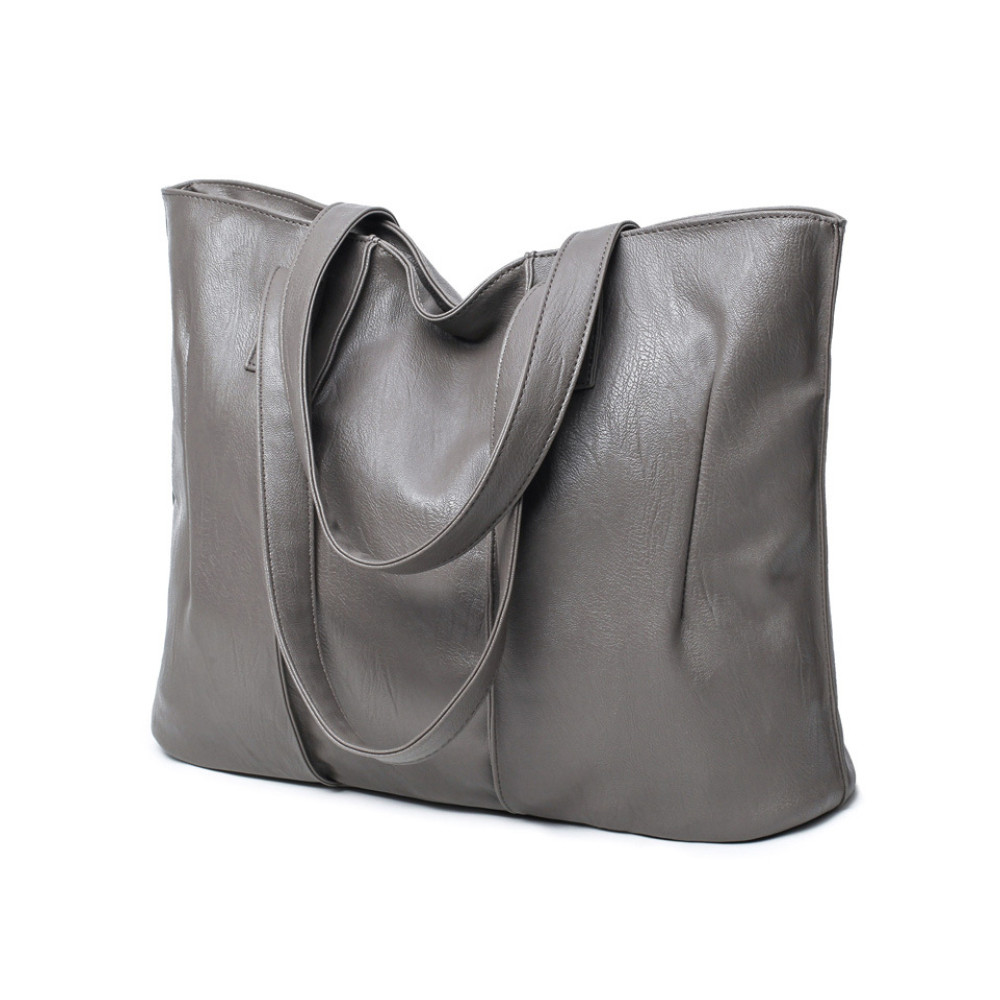 Simple Soft Leather Utility Tote Bag
