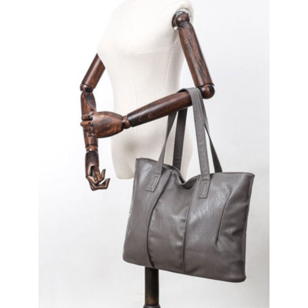 Simple Soft Leather Utility Tote Bag