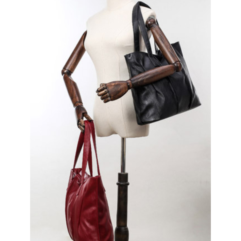 Simple Soft Leather Utility Tote Bag