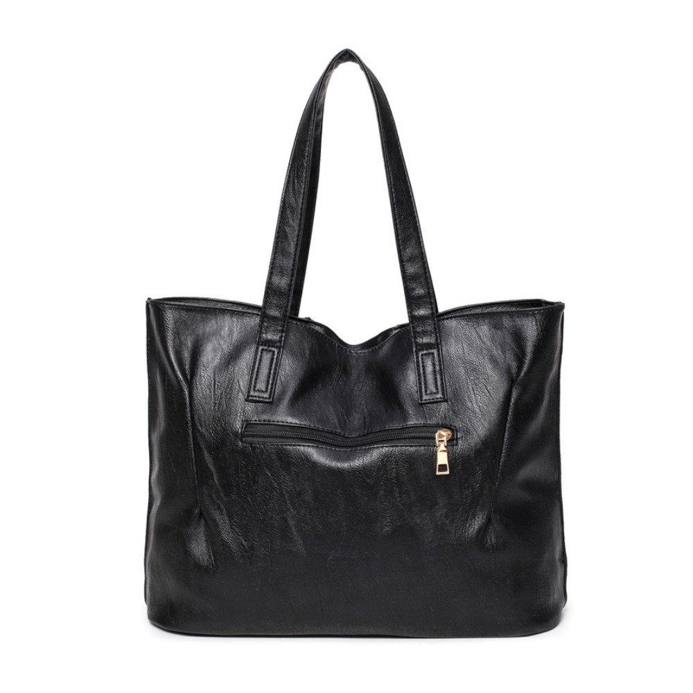 Simple Soft Leather Utility Tote Bag