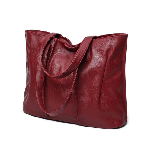 Simple Soft Leather Utility Tote Bag