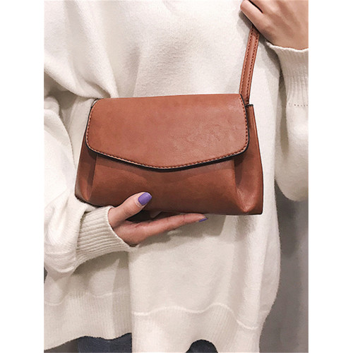 Simple Style Flap Pinched Crossbody Bag