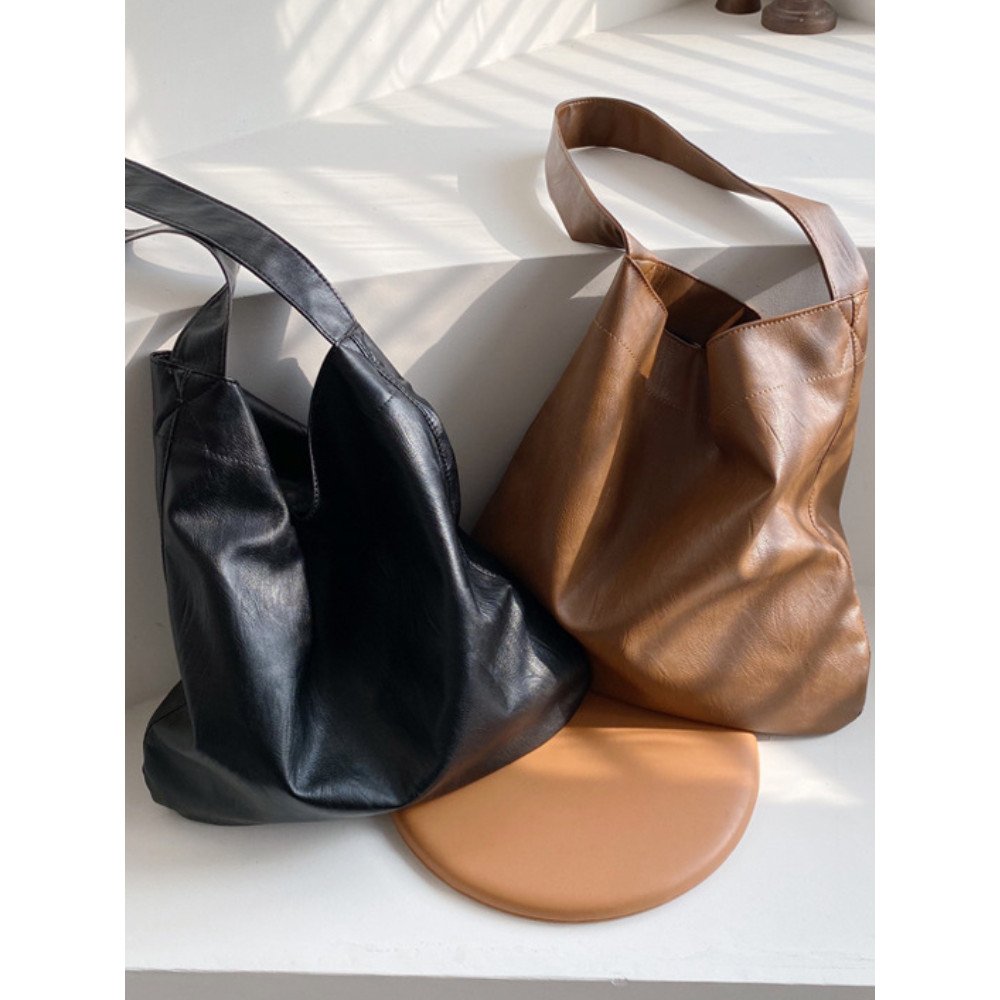 Simple Style Utility Soft Leather Tote Bag