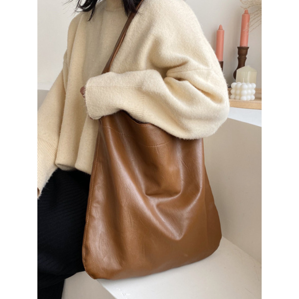 Simple Style Utility Soft Leather Tote Bag
