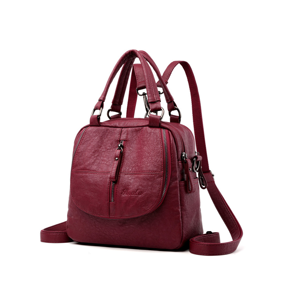 Soft Leather Functional Backpack/Crossbody Bag