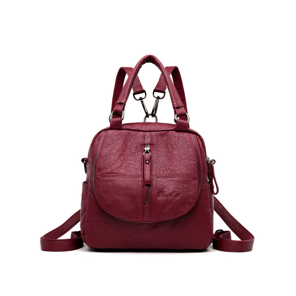 Soft Leather Functional Backpack/Crossbody Bag