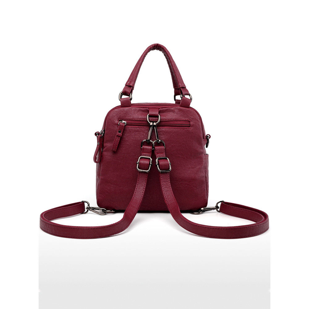 Soft Leather Functional Backpack/Crossbody Bag