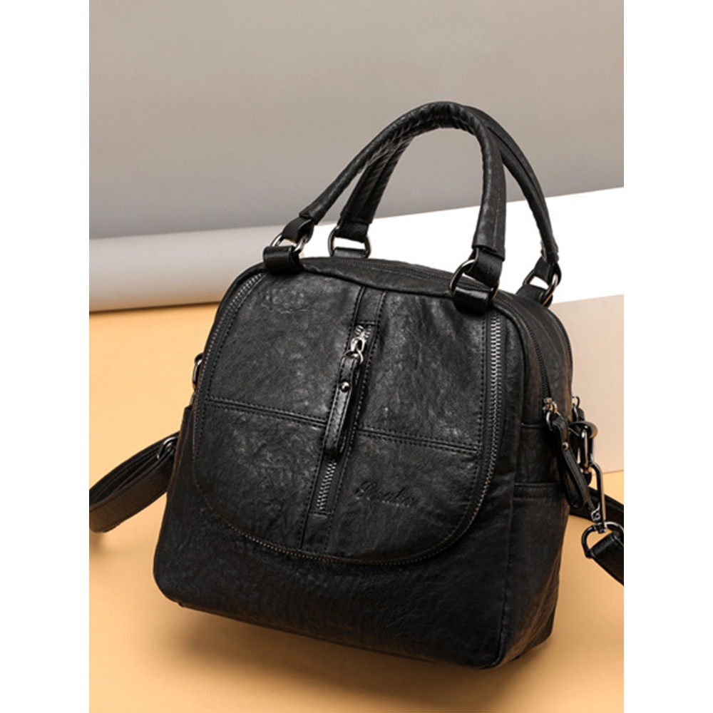 Soft Leather Functional Backpack/Crossbody Bag
