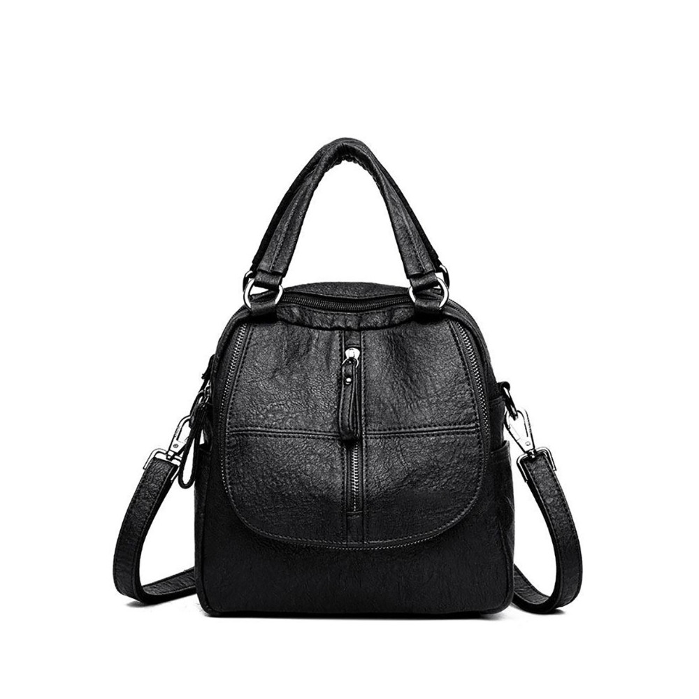 Soft Leather Functional Backpack/Crossbody Bag